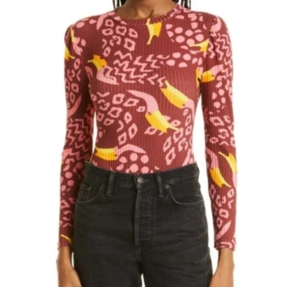 FARM Rio Pink and Yellow Patterned Bodysuit